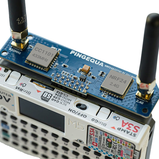 PINGEQUA Hydra RF 424 CC1101 and nRF24 module installed on M5Stack Cardputer ADV for POSEIDON firmware