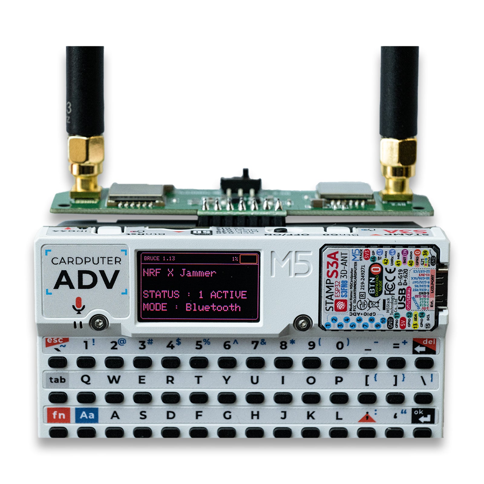2-in-1 RF Development Board for M5Stack Cardputer ADV, Compatible with NRF24 & CC1101, Enhanced Power Filtering, Stable 2.4GHz & 433MHz Learning Module(Cardputer is Not Included)