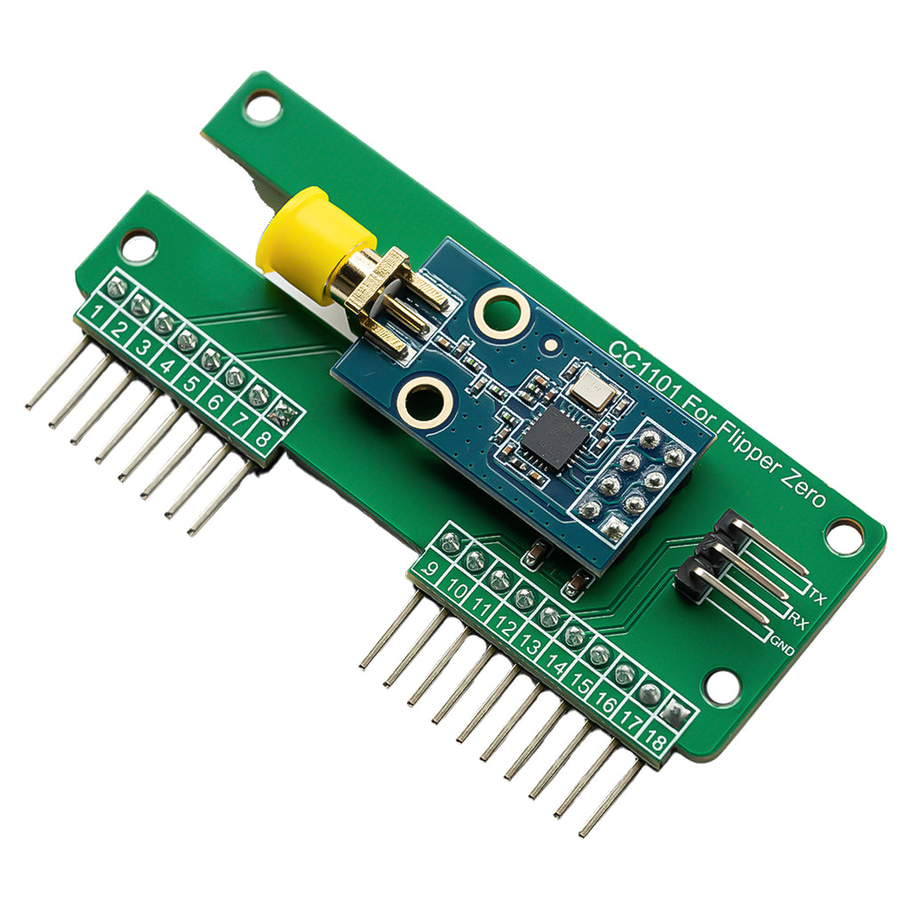CC1101 433 MHz RF Development Board for Flipper Zero, AS07 M1101D‑SMA Based, 3 dBi SMA Antenna, Universal GPIO Interface, Plug‑and‑Play