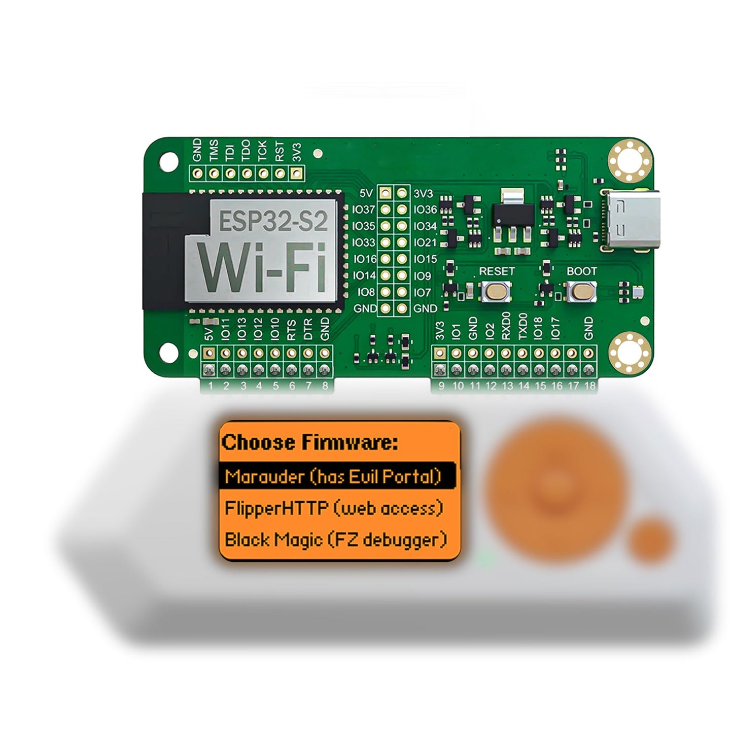 Green ESP32-S2 WiFi Devboard for Flipper Zero - PINGEQUA