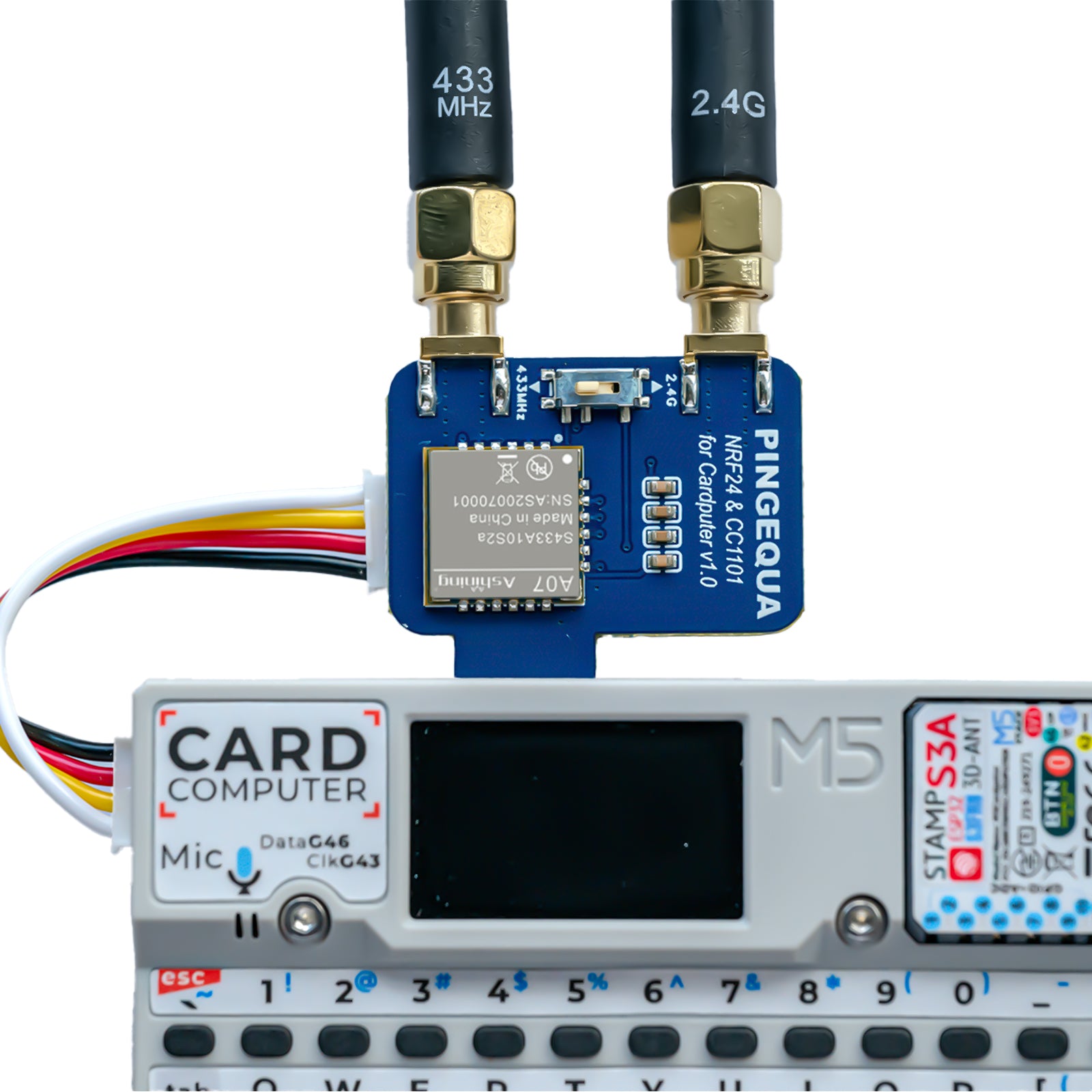 NRF24&CC1101 2-in-1 RF Module for M5Stack Cardputer, Supports NRF24 2.4GHz and CC1101 433MHz, Devboard Compatible with M5Stack Cardputer with Bruce Firmware