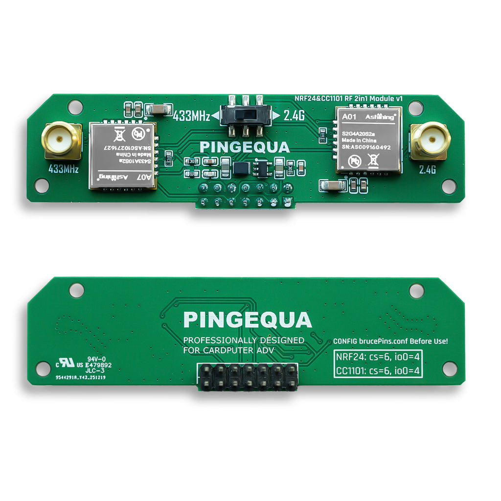 2-in-1 RF Development Board for M5Stack Cardputer ADV, Compatible with NRF24 & CC1101, Enhanced Power Filtering, Stable 2.4GHz & 433MHz Learning Module(Cardputer is Not Included)