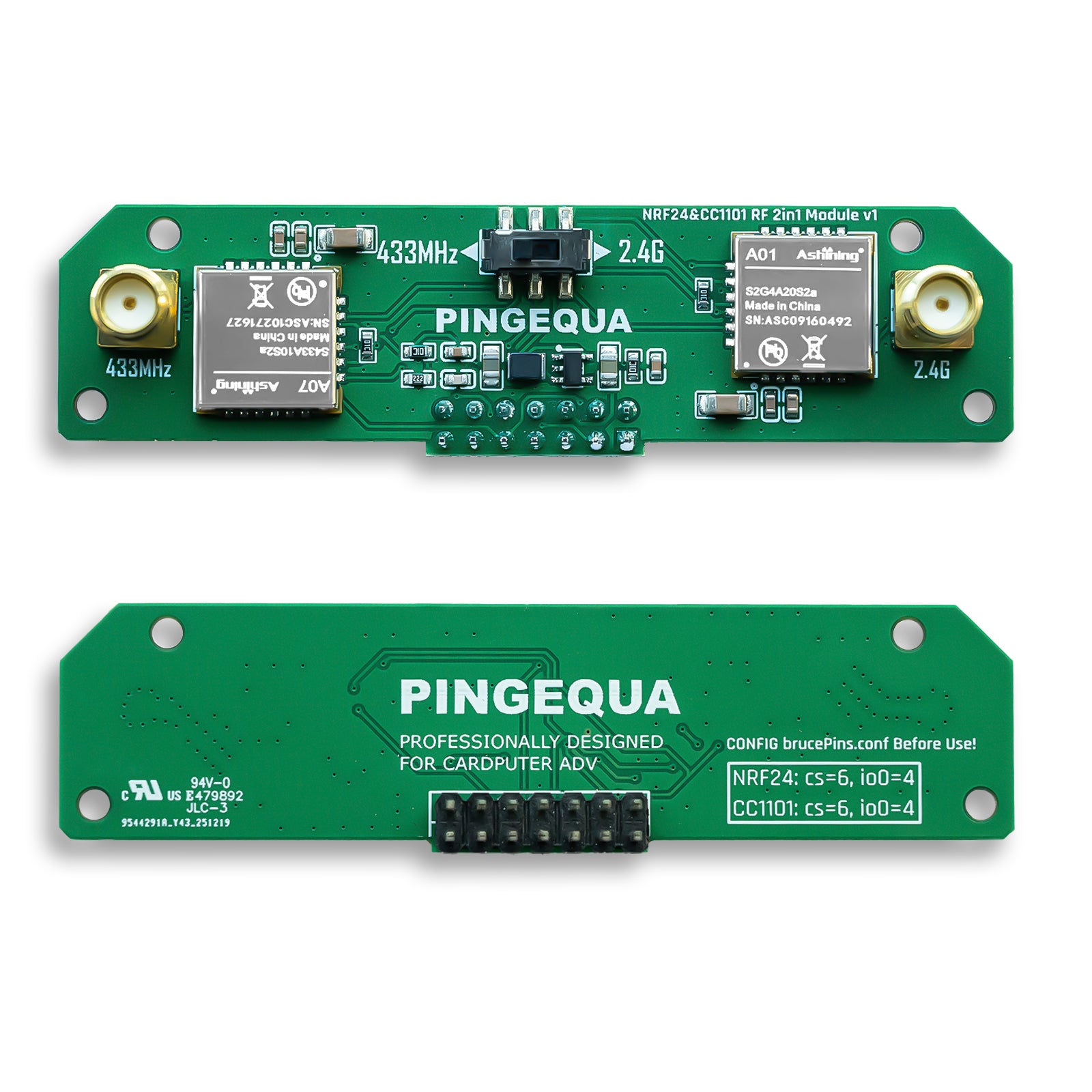 2-in-1 RF Development Board for M5Stack Cardputer ADV, Compatible with NRF24 & CC1101, Enhanced Power Filtering, Stable 2.4GHz & 433MHz Learning Module(Cardputer is Not Included)