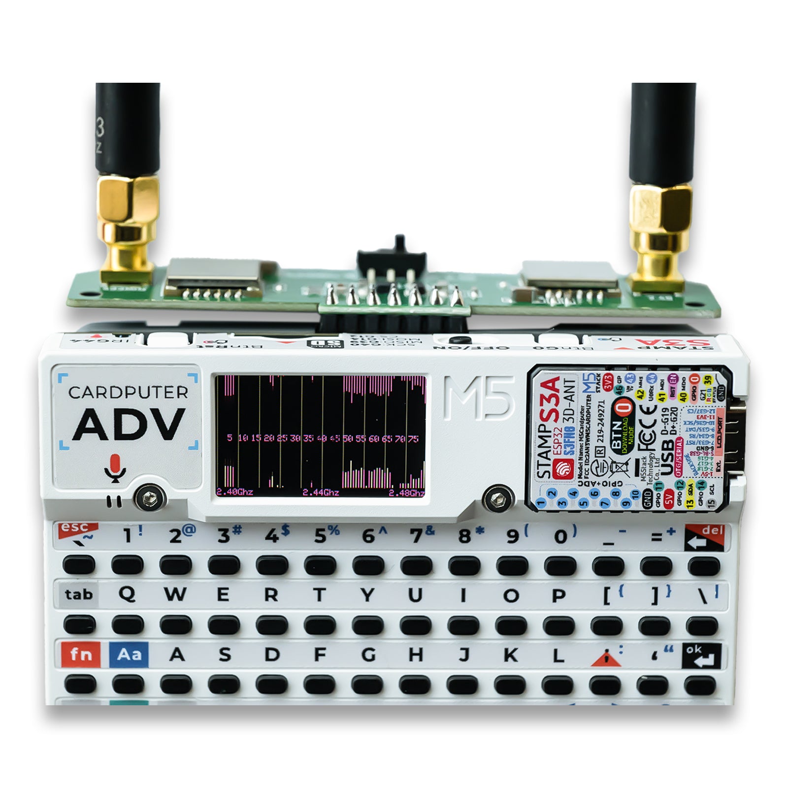 2-in-1 RF Development Board for M5Stack Cardputer ADV, Compatible with NRF24 & CC1101, Enhanced Power Filtering, Stable 2.4GHz & 433MHz Learning Module(Cardputer is Not Included)