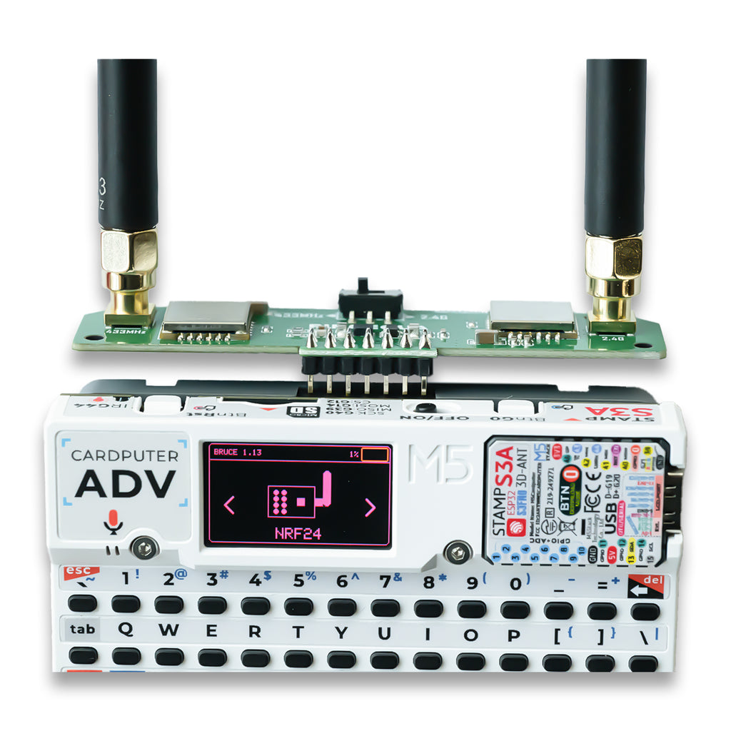 2-in-1 RF Development Board for M5Stack Cardputer ADV, Compatible with NRF24 & CC1101, Enhanced Power Filtering, Stable 2.4GHz & 433MHz Learning Module(Cardputer is Not Included)
