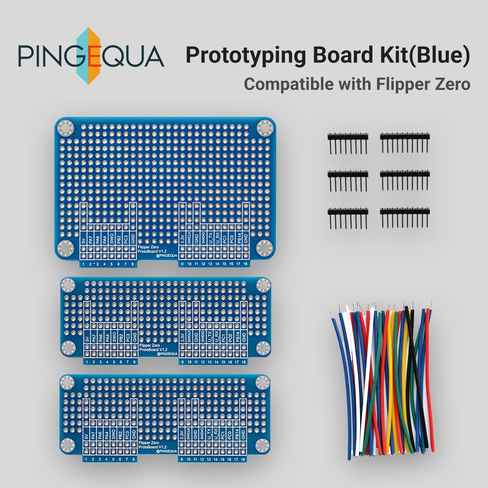 Flipper Zero Prototyping Board Kit – Breadboard Expansion Set with 1 Large and 2 Small Boards, Includes Matching GPIO Header Pins and Jumper Wires – DIY Hardware Development for Flipper Zero(Blue)