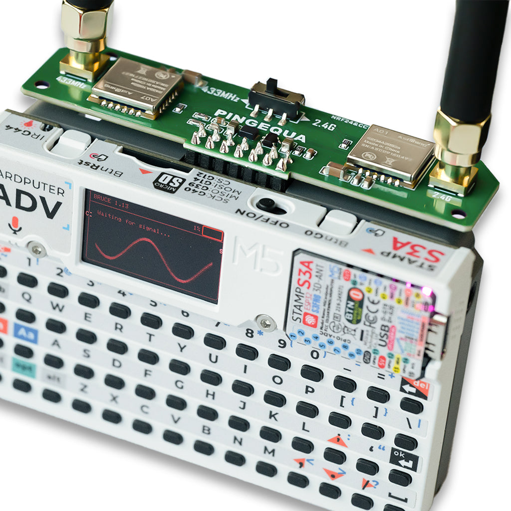 2-in-1 RF Development Board for M5Stack Cardputer ADV, Compatible with NRF24 & CC1101, Enhanced Power Filtering, Stable 2.4GHz & 433MHz Learning Module(Cardputer is Not Included)