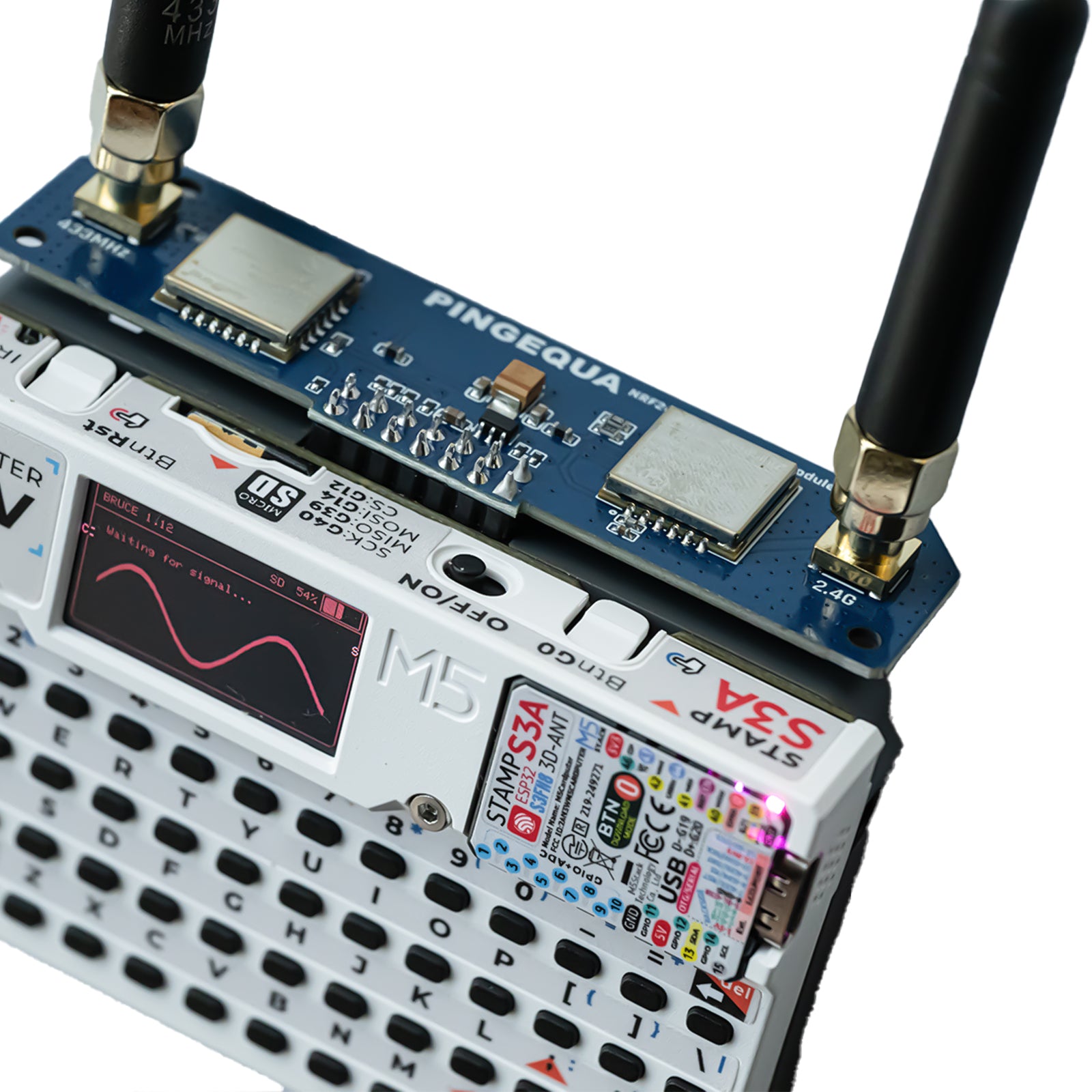 M5Stack Cardputer ADV 2-in-1 RF Module, NRF24 + CC1101, Signal-Enhanced Antenna Design, Auto Switching, Stable Power, SPI/GPIO Protection, Bruce Compatible (Cardputer ADV Not Included)