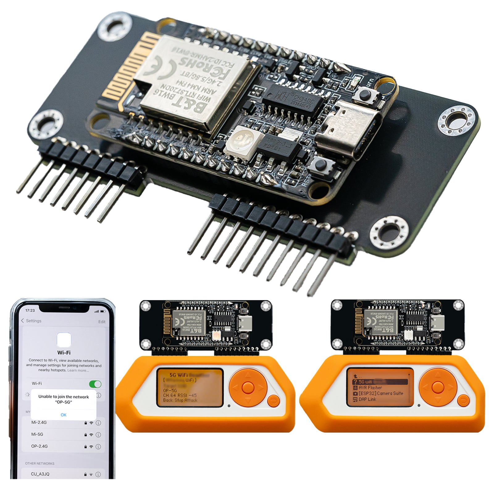 Flipper Zero 2.4G&5G Dual-Band WiFi Devboard, BW16 RTL8720DN Board, Wireless GPIO Expansion Board, Pre-Configured Firmware(Support Momentum Firmware Only)