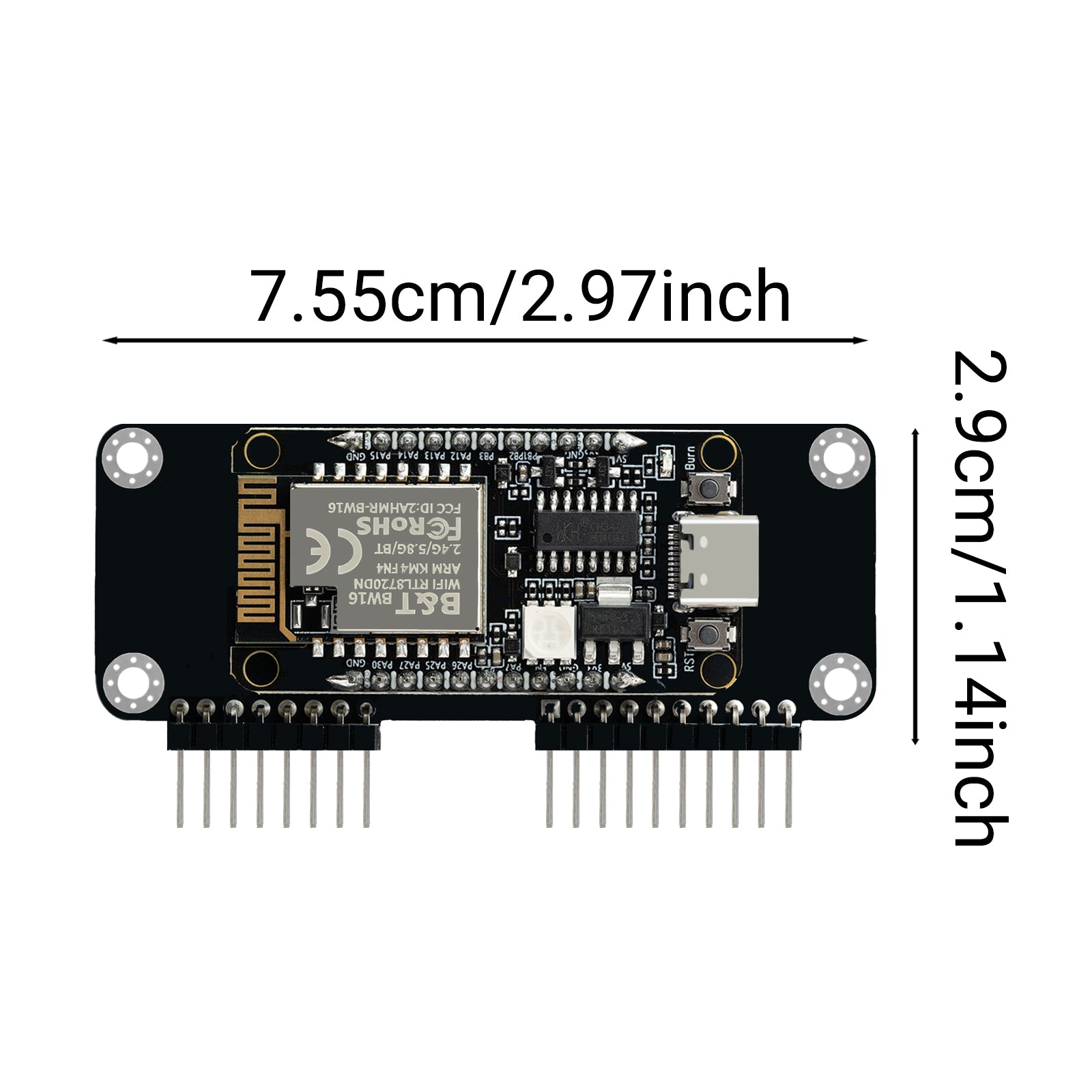 Flipper Zero 2.4G&5G Dual-Band WiFi Devboard, BW16 RTL8720DN Board, Wireless GPIO Expansion Board, Pre-Configured Firmware(Support Momentum Firmware Only)
