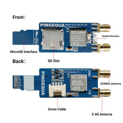 NRF24 &amp; CC1101 2-in-1-HF-Modul für M5Stack Cardputer, unterstützt NRF24 2,4 GHz und CC1101 433 MHz, Entwicklungsboard kompatibel mit M5Stack Cardputer mit Bruce-Firmware