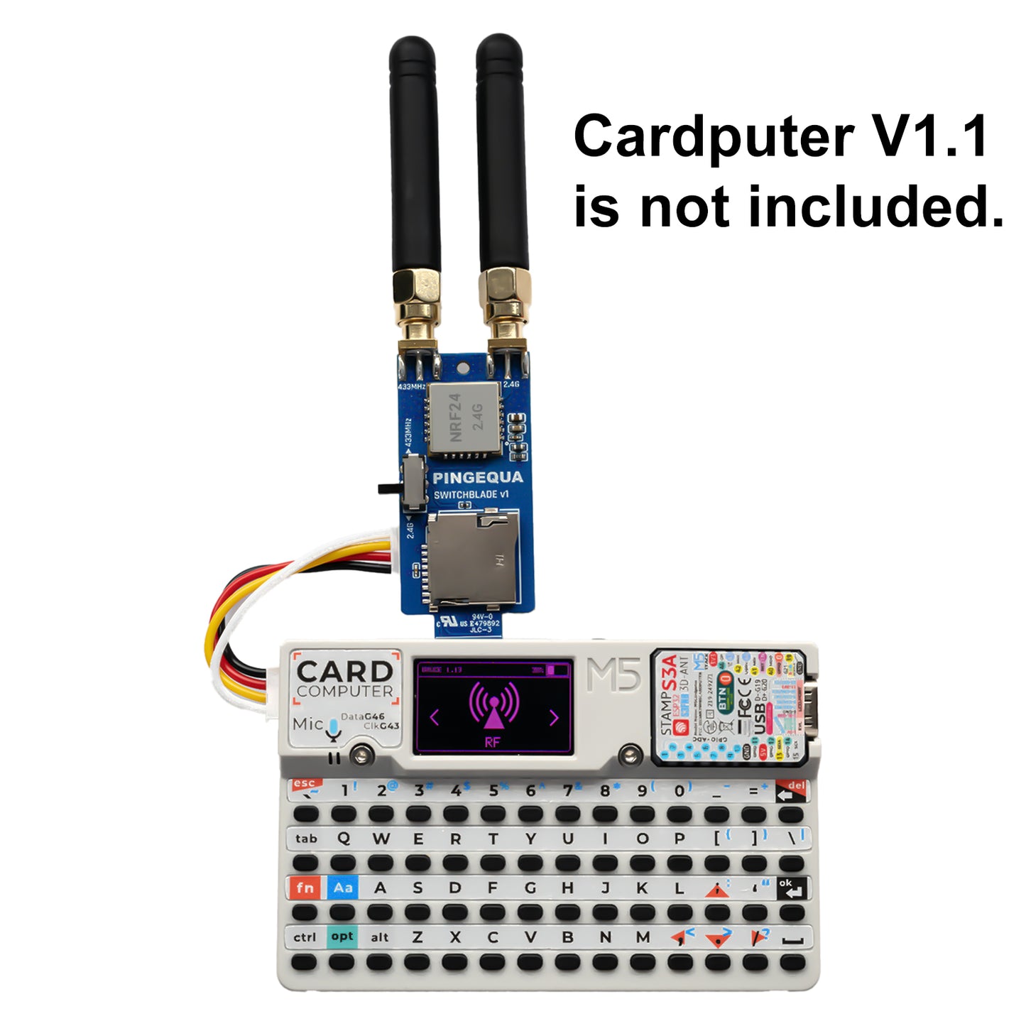 M5Stack Cardputer Switchblade RF 3-in-1 for M5Stack Cardputer - nRF24L01+ + CC1101 433 MHz + SD Slot