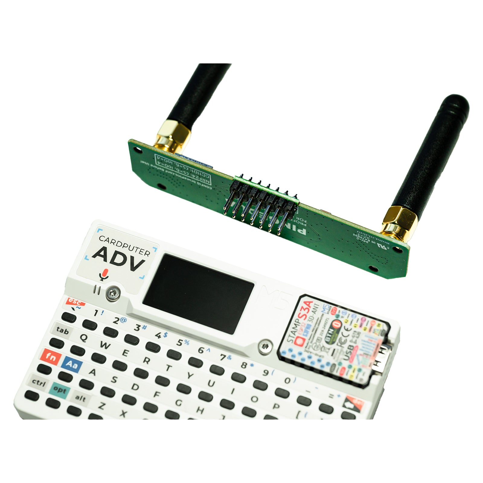 2-in-1 RF Development Board for M5Stack Cardputer ADV, Compatible with NRF24 & CC1101, Enhanced Power Filtering, Stable 2.4GHz & 433MHz Learning Module(Cardputer is Not Included)