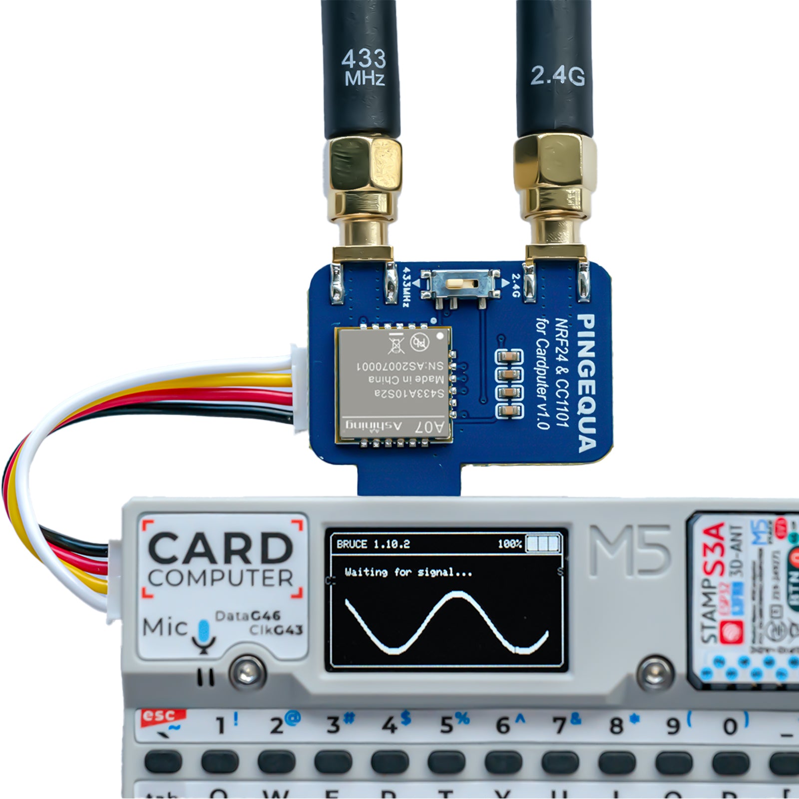 NRF24&CC1101 2-in-1 RF Module for M5Stack Cardputer, Supports NRF24 2.4GHz and CC1101 433MHz, Devboard Compatible with M5Stack Cardputer with Bruce Firmware