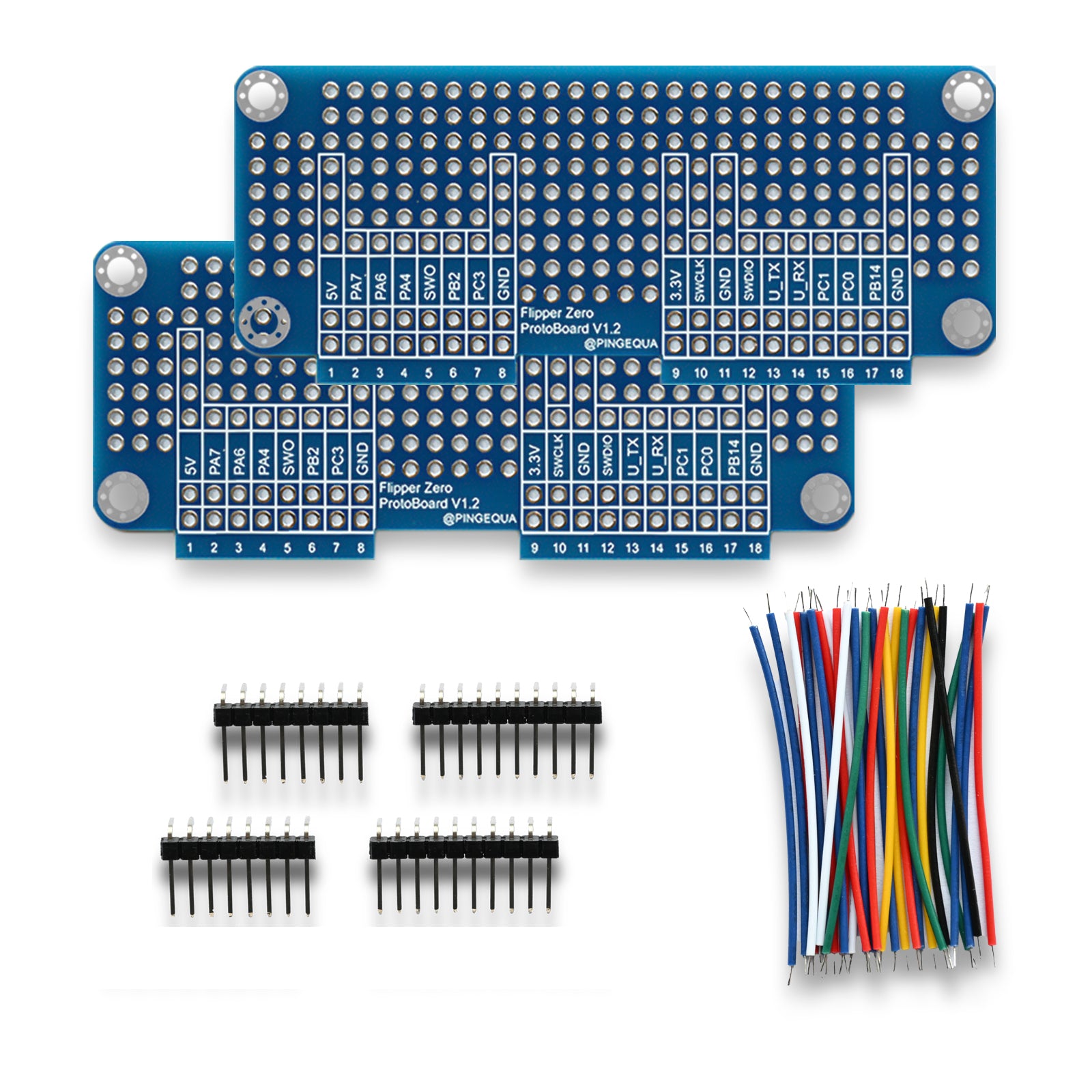 Flipper Zero Prototyping Board Kit – Breadboard Expansion Set with 1 Large and 2 Small Boards, Includes Matching GPIO Header Pins and Jumper Wires – DIY Hardware Development for Flipper Zero(Blue)