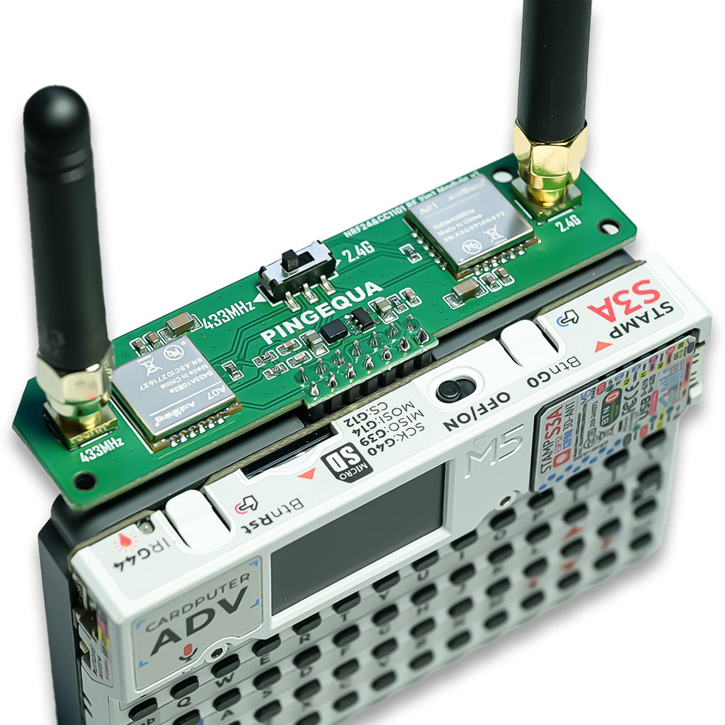 2-in-1 RF Development Board for M5Stack Cardputer ADV, Compatible with NRF24 & CC1101, Enhanced Power Filtering, Stable 2.4GHz & 433MHz Learning Module(Cardputer is Not Included)