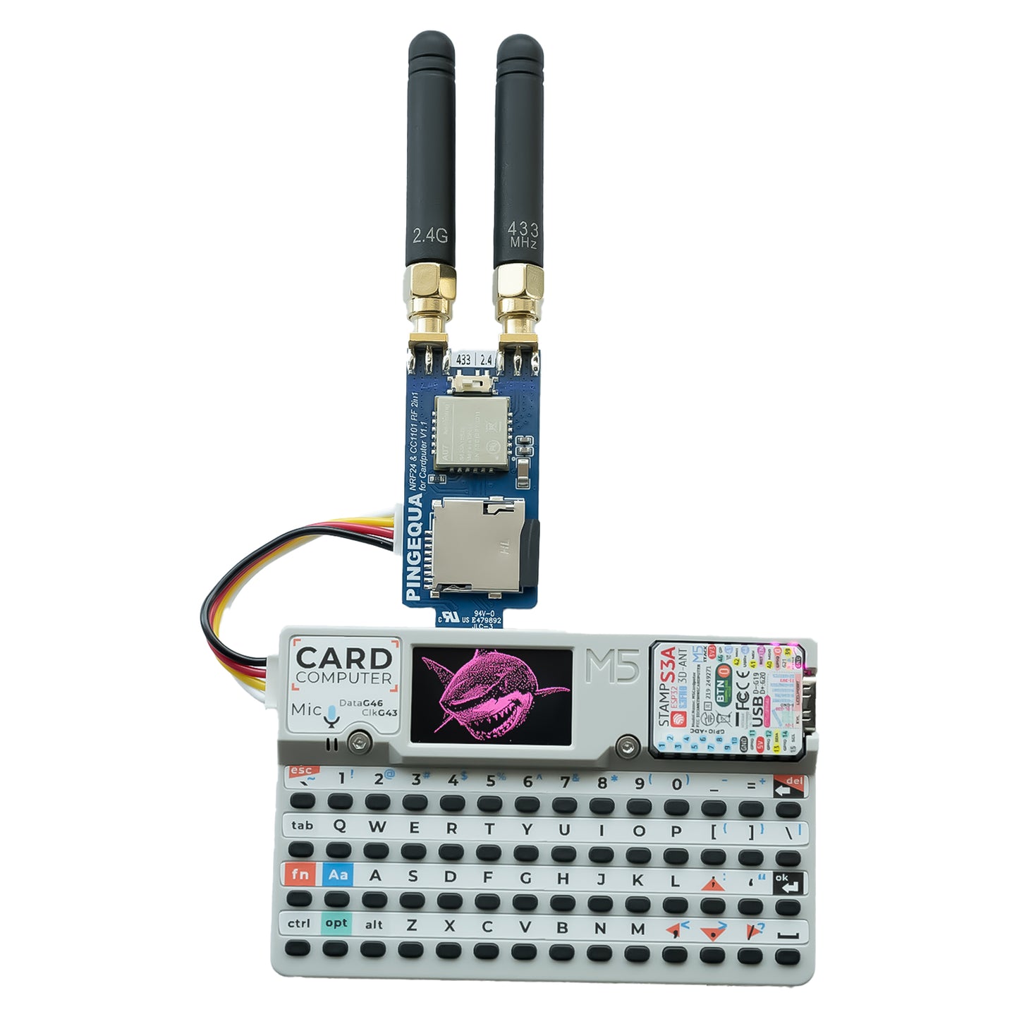 NRF24 &amp; CC1101 2-in-1-HF-Modul für M5Stack Cardputer, unterstützt NRF24 2,4 GHz und CC1101 433 MHz, Entwicklungsboard kompatibel mit M5Stack Cardputer mit Bruce-Firmware