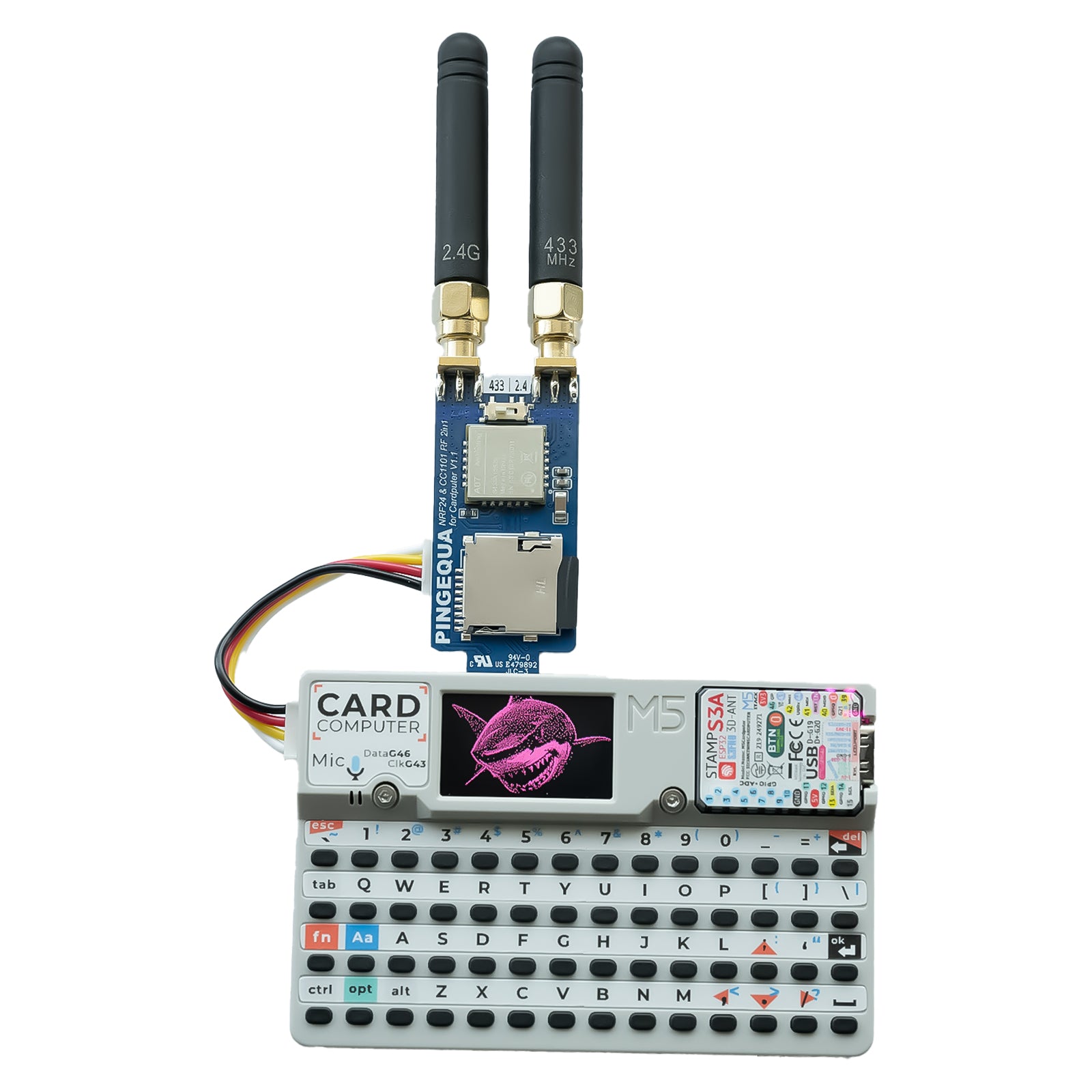 NRF24&CC1101 2-in-1 RF Module for M5Stack Cardputer, Supports NRF24 2.4GHz and CC1101 433MHz, Devboard Compatible with M5Stack Cardputer with Bruce Firmware