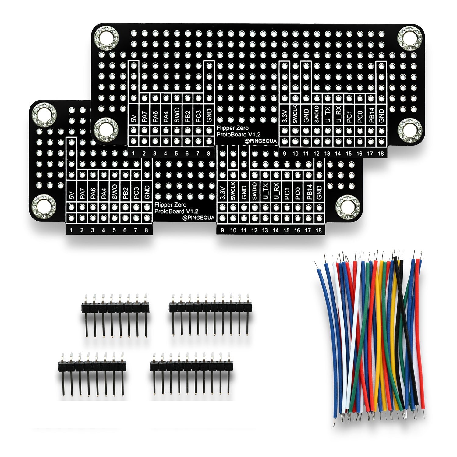Flipper Zero Prototyping Kit: All-Black Breadboard Set w/ Large & Small Boards, Matching GPIO