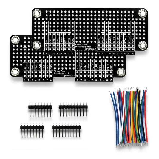 Flipper Zero Prototyping-Kit: Komplett schwarzes Steckbrett-Set mit großen und kleinen Platinen sowie passenden GPIO-Pins