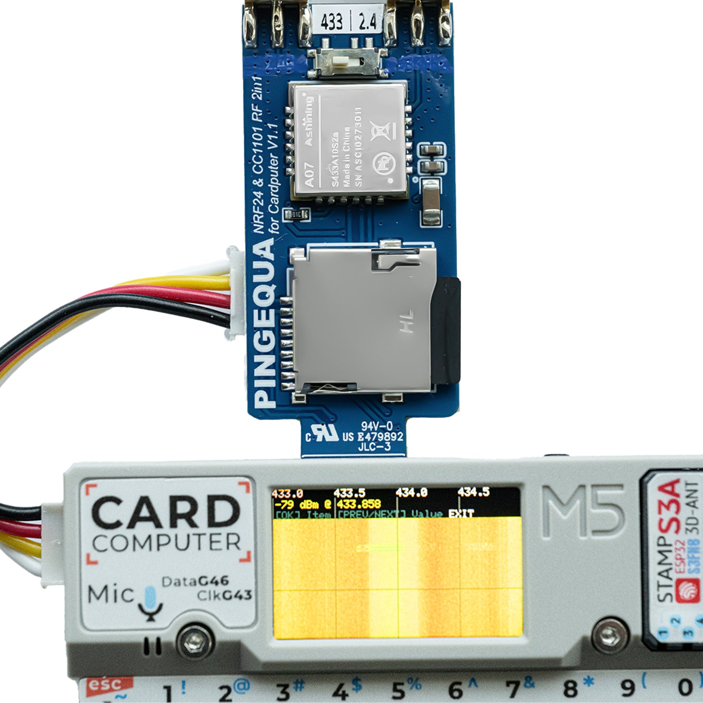 NRF24 &amp; CC1101 2-in-1-HF-Modul für M5Stack Cardputer, unterstützt NRF24 2,4 GHz und CC1101 433 MHz, Entwicklungsboard kompatibel mit M5Stack Cardputer mit Bruce-Firmware