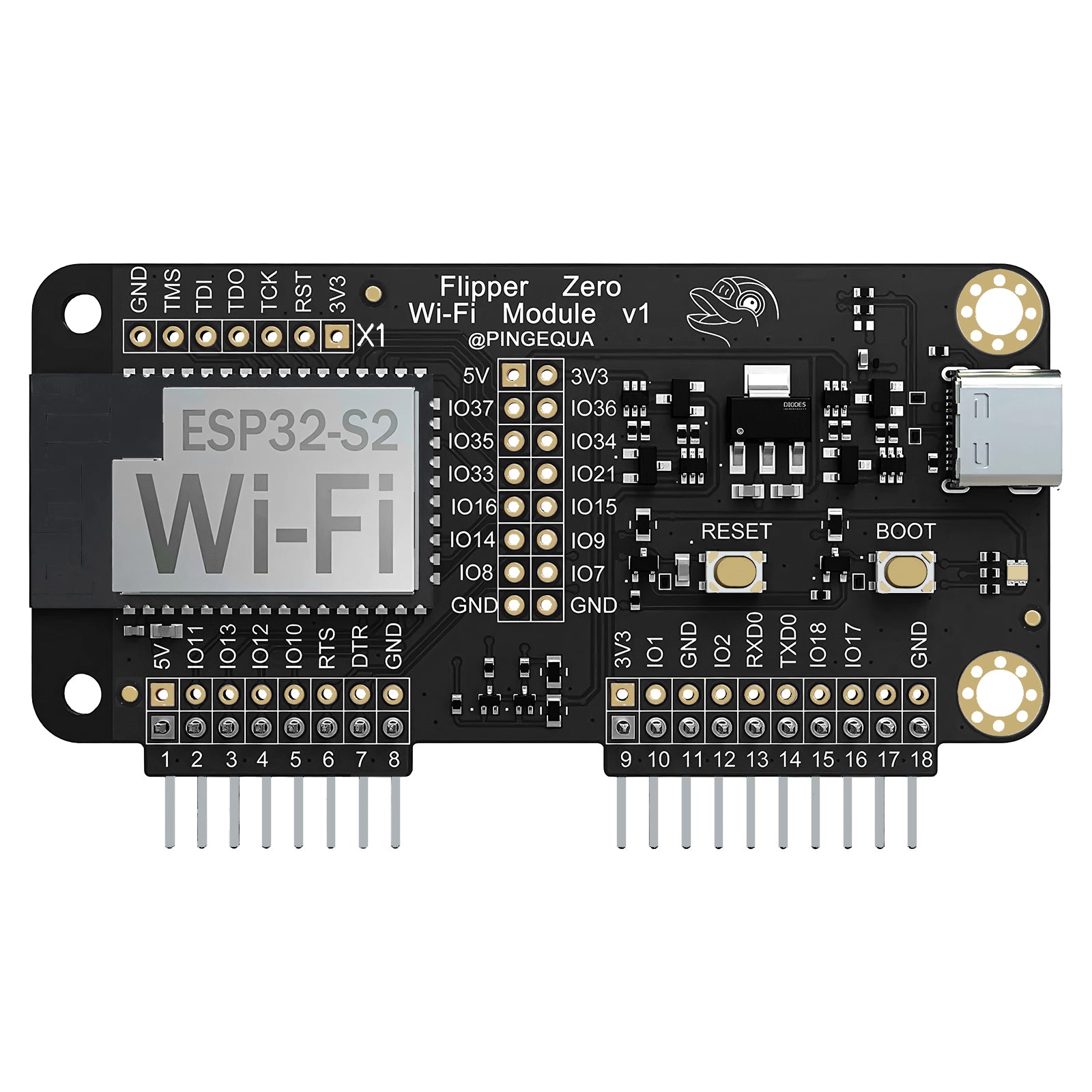 Flipper Zero Wi-Fi Dev Board with Pre-Installed Marauder Firmware, ESP32-S2 Module for Wireless Security Research, Network Analysis, IoT Device Testing and Expansion Accessory (Black)