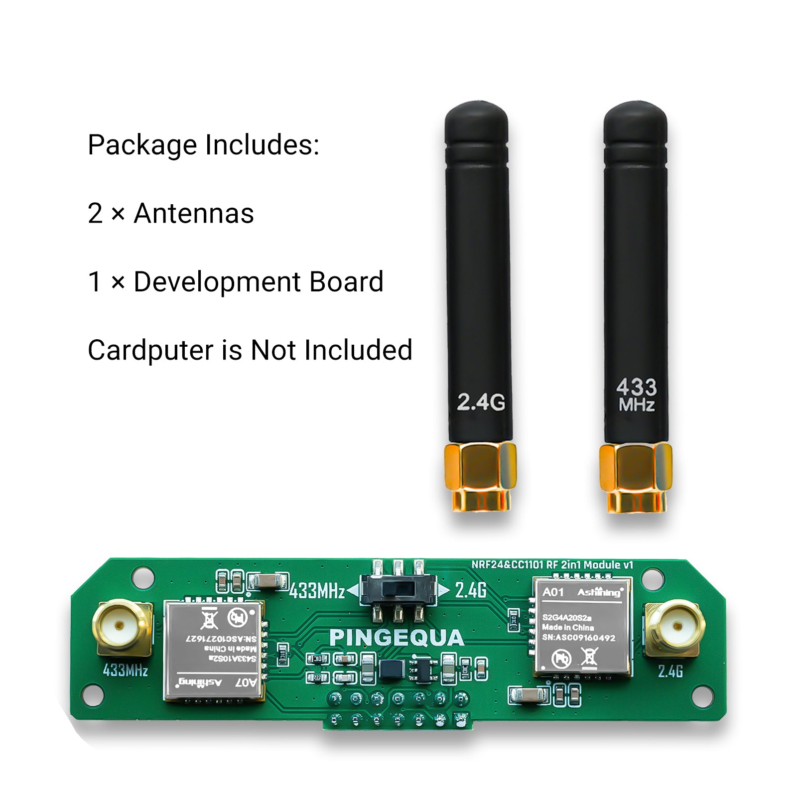 2-in-1 RF Development Board for M5Stack Cardputer ADV, Compatible with NRF24 & CC1101, Enhanced Power Filtering, Stable 2.4GHz & 433MHz Learning Module(Cardputer is Not Included)