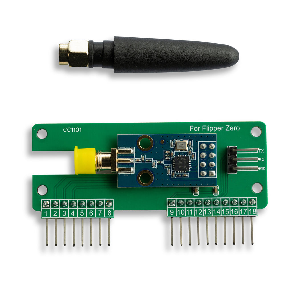 CC1101 433 MHz RF Development Board for Flipper Zero, AS07 M1101D‑SMA Based, 3 dBi SMA Antenna, Universal GPIO Interface, Plug‑and‑Play