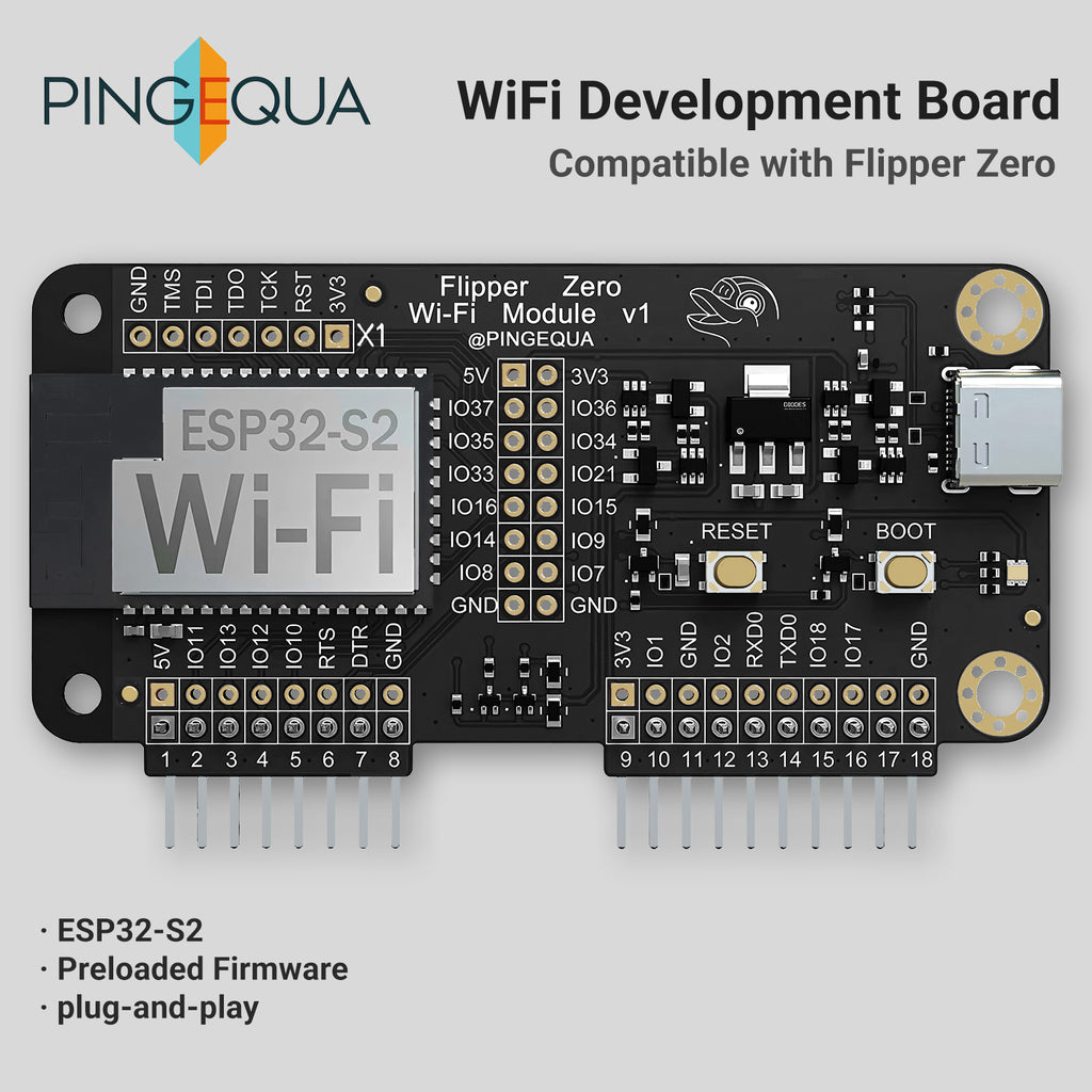 Flipper Zero Wi-Fi Dev Board with Pre-Installed Marauder Firmware, ESP32-S2 Module for Wireless Security Research, Network Analysis, IoT Device Testing and Expansion Accessory (Black)