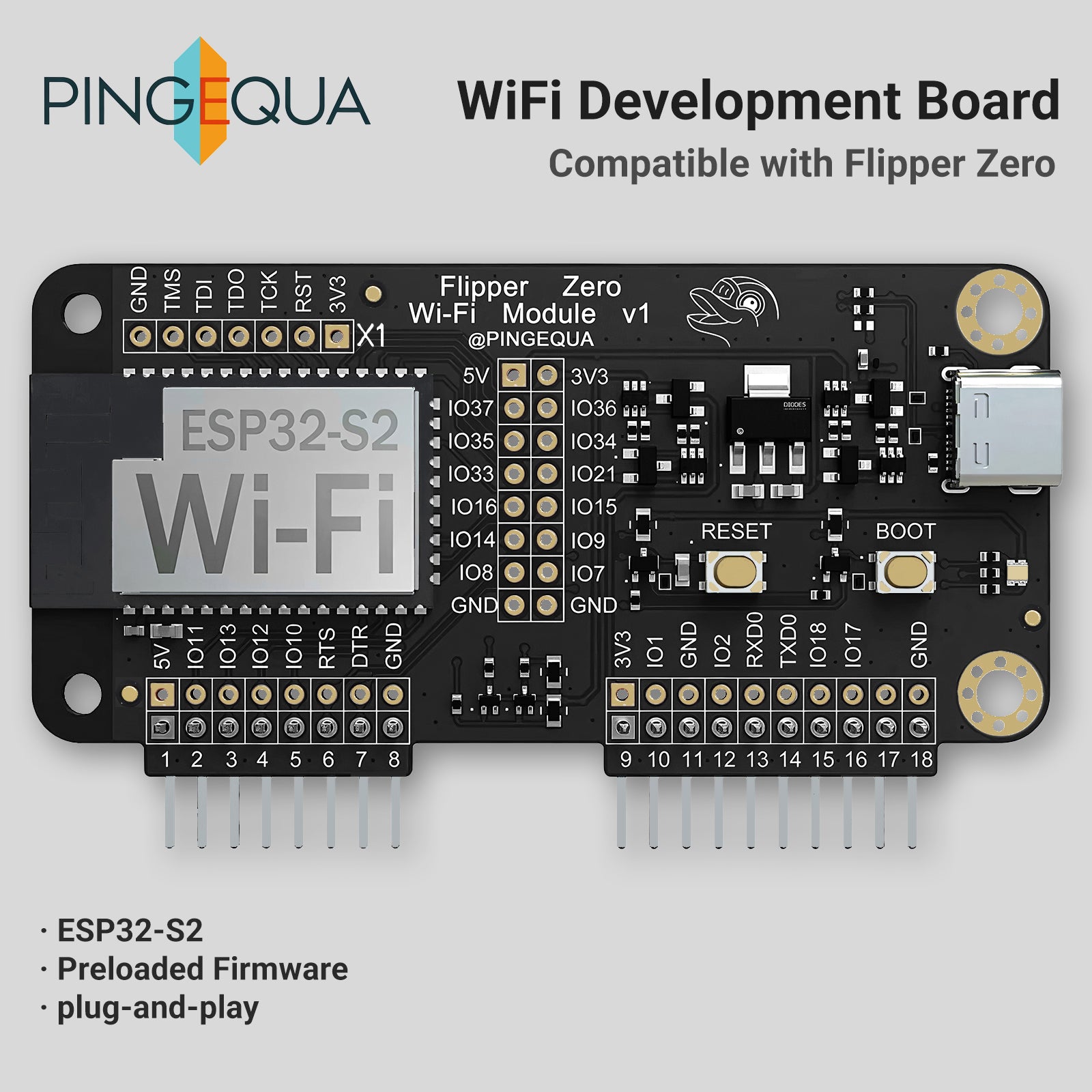 Flipper Zero Wi-Fi Dev Board with Pre-Installed Marauder Firmware, ESP32-S2 Module for Wireless Security Research, Network Analysis, IoT Device Testing and Expansion Accessory (Black)