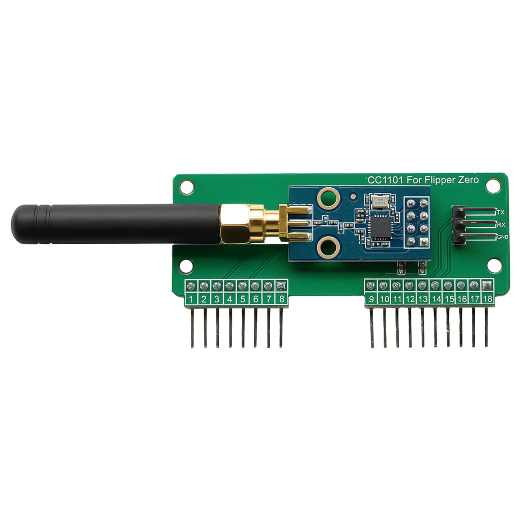 CC1101 433 MHz RF Development Board for Flipper Zero, AS07 M1101D‑SMA Based, 3 dBi SMA Antenna, Universal GPIO Interface, Plug‑and‑Play
