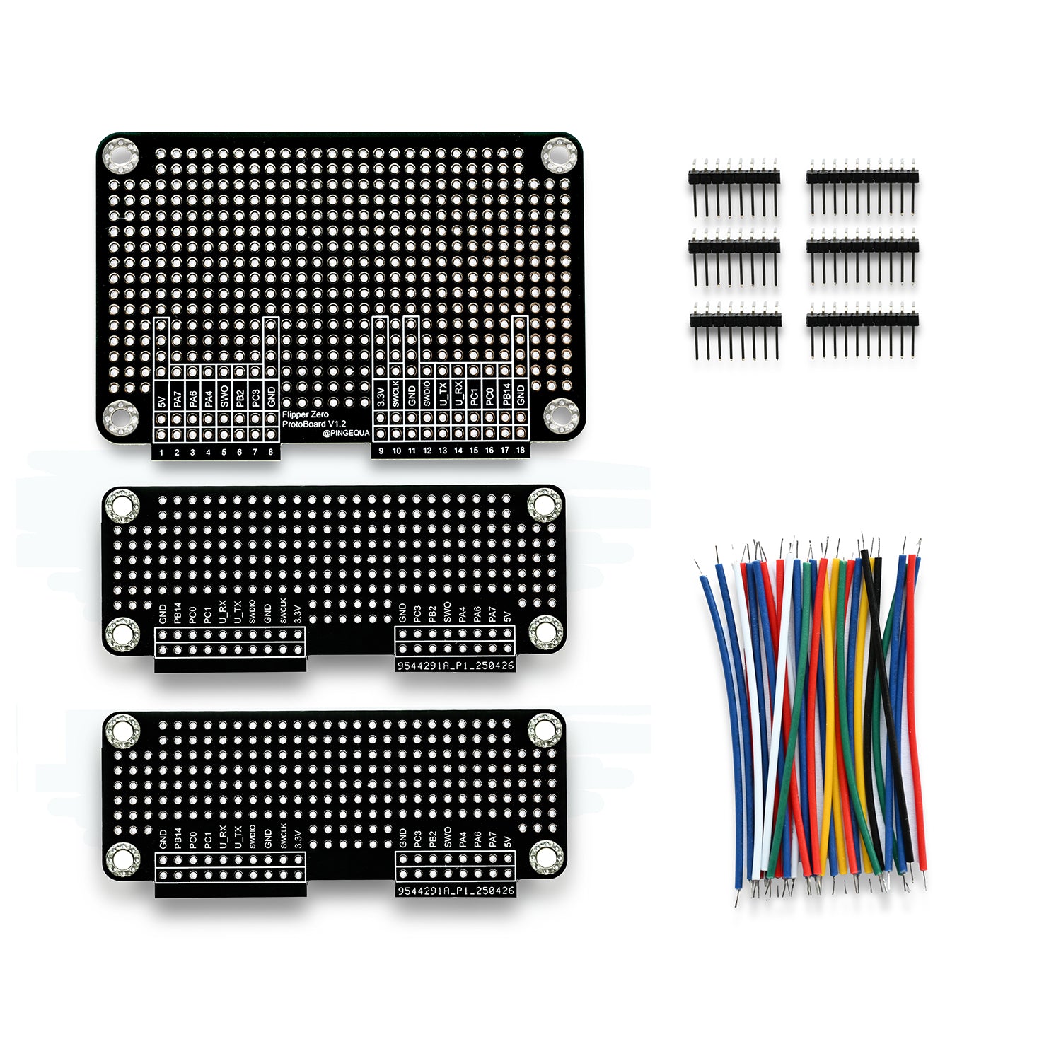 Flipper Zero Prototyping Kit: All-Black Breadboard Set w/ Large & Small Boards, Matching GPIO