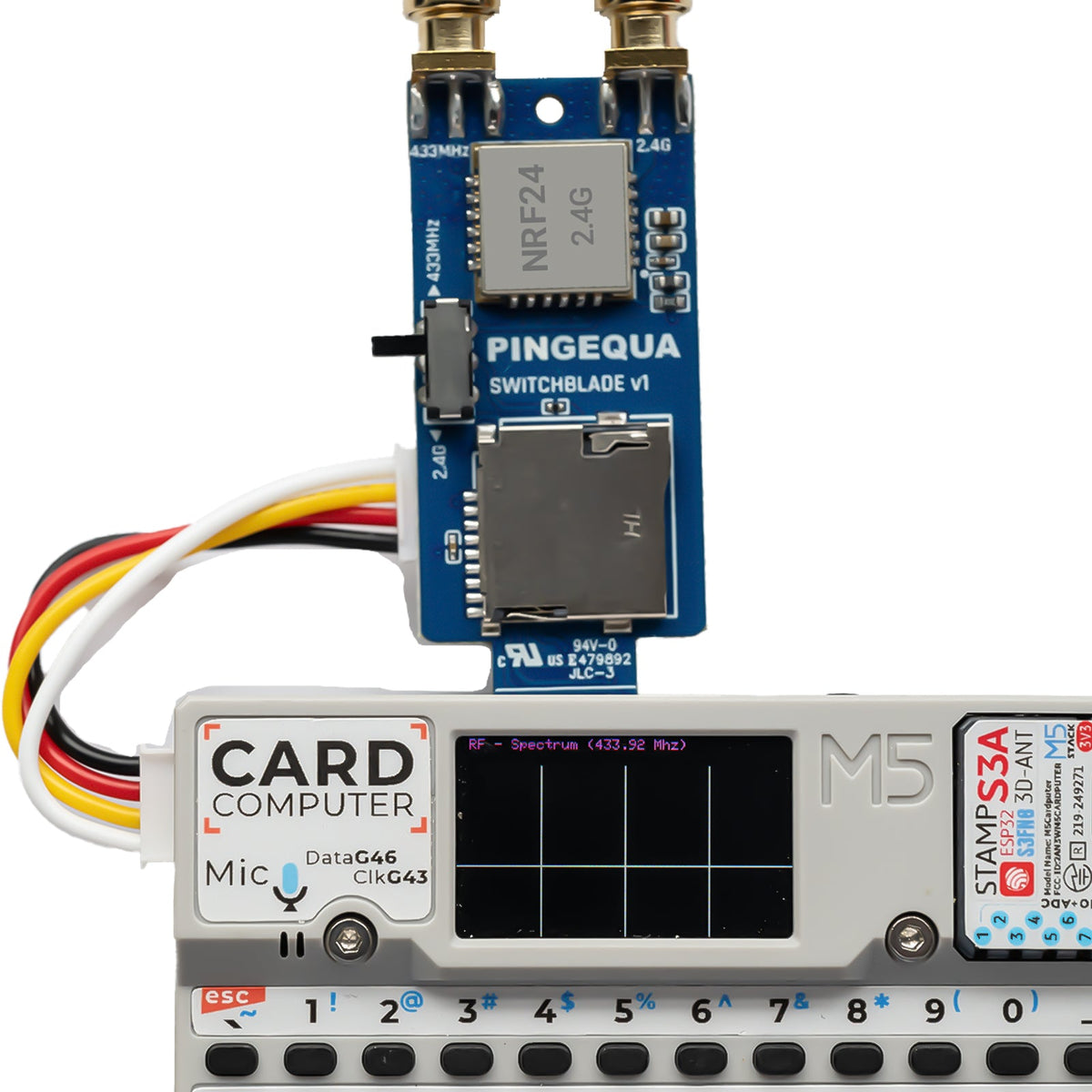 M5Stack Cardputer Switchblade RF 3-in-1 for M5Stack Cardputer - nRF24L01+ + CC1101 433 MHz + SD Slot - PINGEQUA