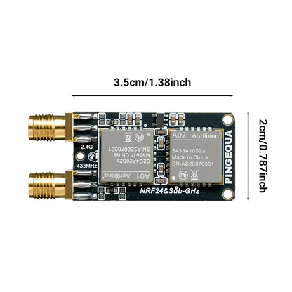 2-in-1 PCB top with dual SMA jacks and a 3.5 cm by 2 cm size overlay
