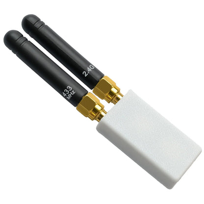 White plastic cover on the 2-in-1 module with both antennas installed