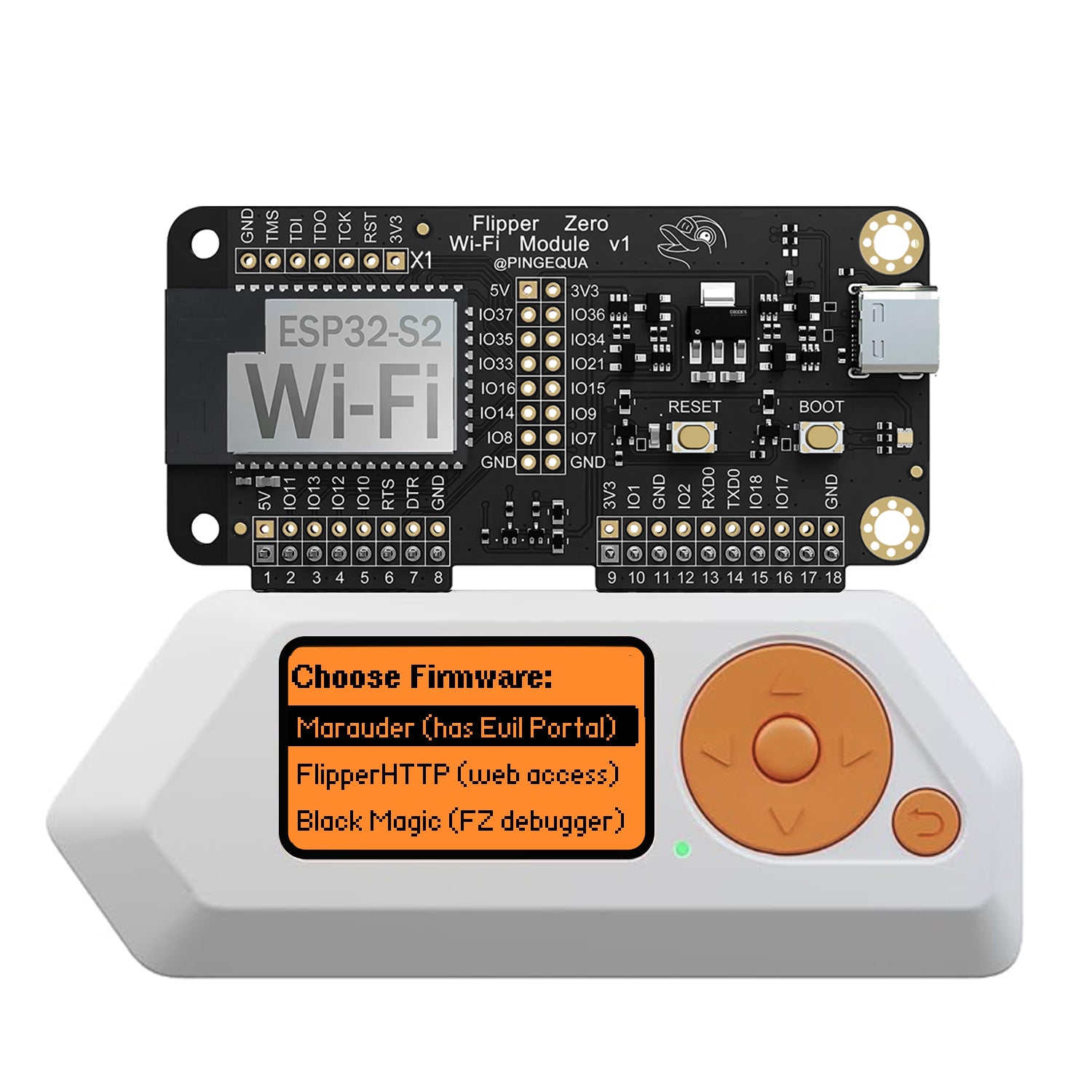 Flipper Zero Wi-Fi Dev Board with Pre-Installed Marauder Firmware, ESP32-S2 Module for Wireless Security Research, Network Analysis, IoT Device Testing and Expansion Accessory (Black)